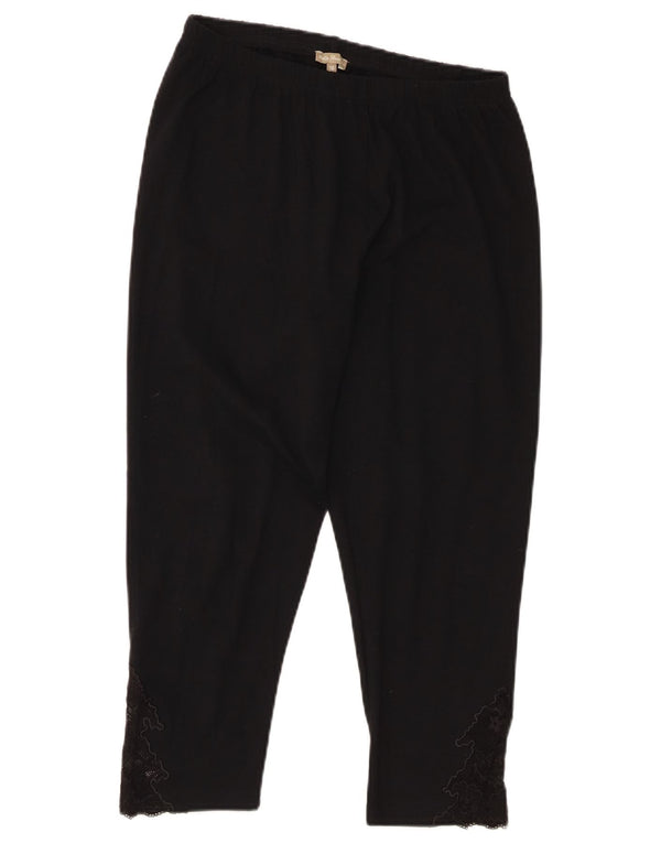 M&Co Womens Capri Leggings UK 16 Large Black Cotton