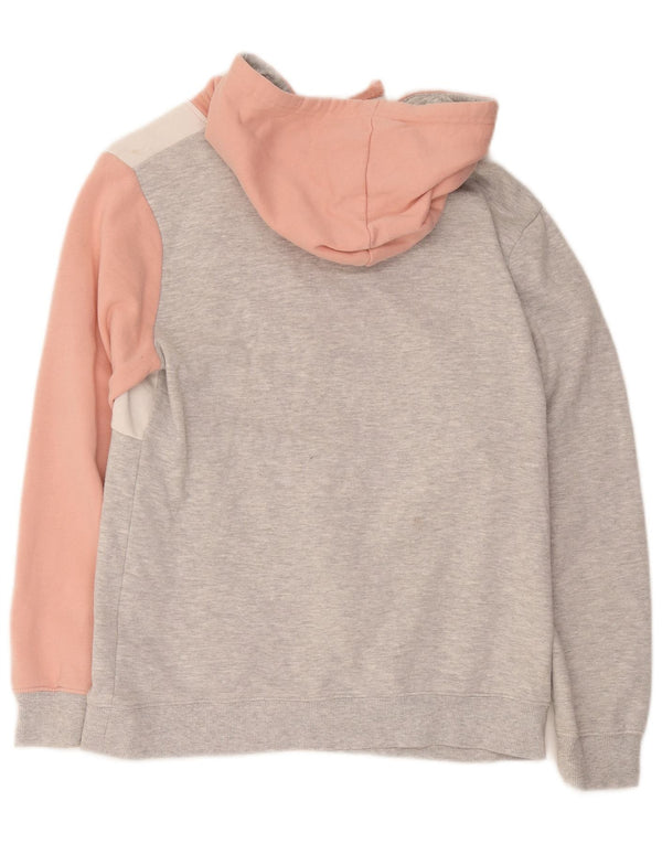 Fila Womens Graphic Hoodie Pullover UK 14 Mittelgraue Colourblock-Baumwolle
