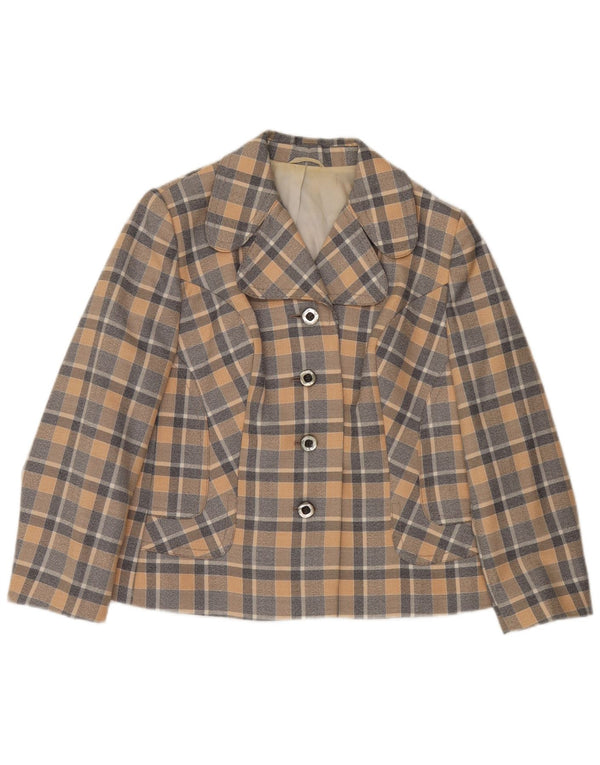 Trevira Womens 4 Button Blazer Jacket UK 12 Medium Multicoloured Check
