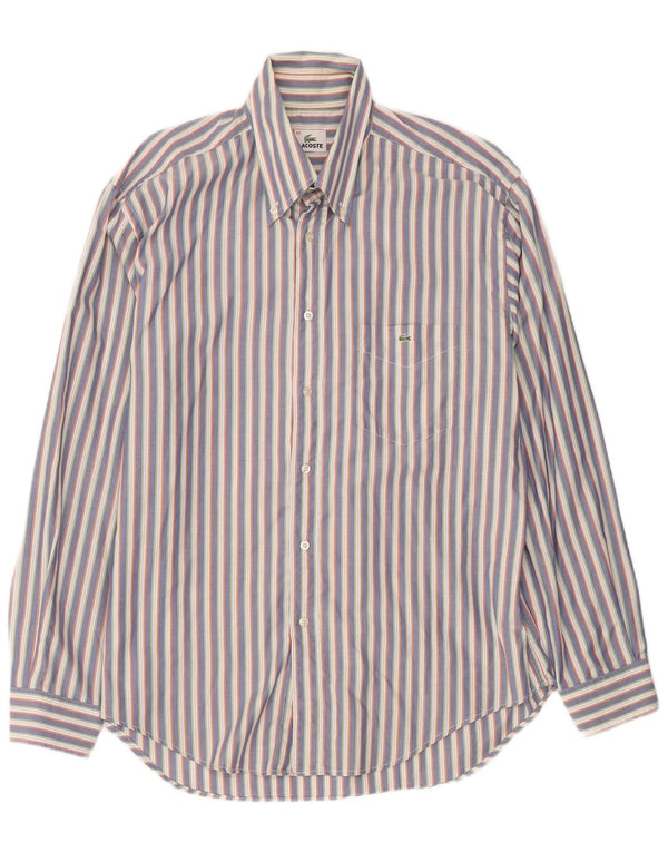 Camisa masculina Lacoste tamanho 42 listrado cinza grande