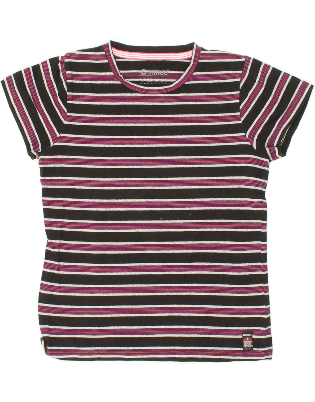 KILLTEC Boys T-Shirt Top 11-12 Years Black Striped Cotton Vintage Killtec and Second-Hand Killtec from Messina Hembry 