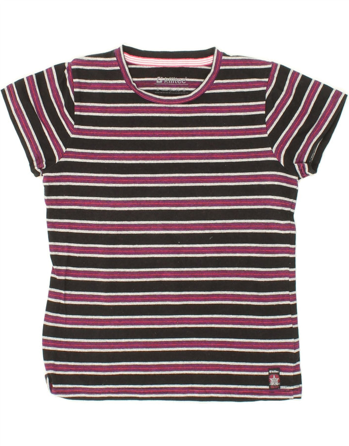 KILLTEC Boys T-Shirt Top 11-12 Years Black Striped Cotton Vintage Killtec and Second-Hand Killtec from Messina Hembry 