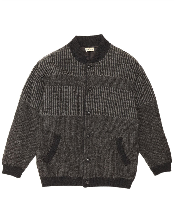 Maglione cardigan da uomo Settebello grigio medio geometrico acrilico retrò