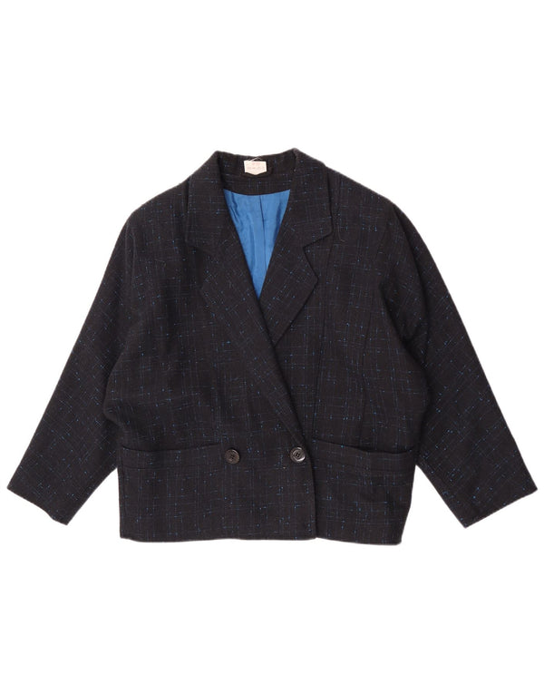 Jaqueta Blazer Oversized Feminina Vintage EU 34 XS Azul Marinho Xadrez