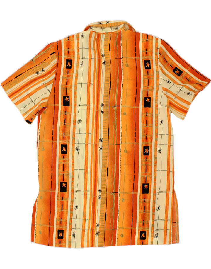 VINTAGE Womens Short Sleeve Shirt UK 12 Medium  Orange Striped Polyester Vintage Vintage and Second-Hand Vintage from Messina Hembry 