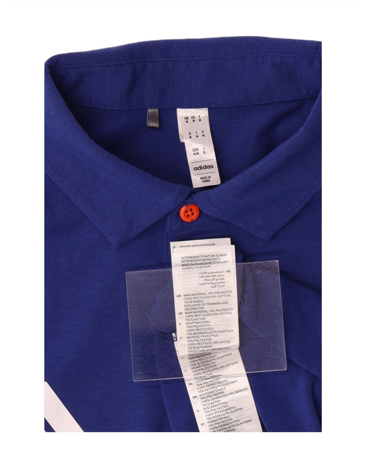 ADIDAS Mens UEFA Champions League Polo Shirt Medium Blue Polyester Vintage Adidas and Second-Hand Adidas from Messina Hembry 