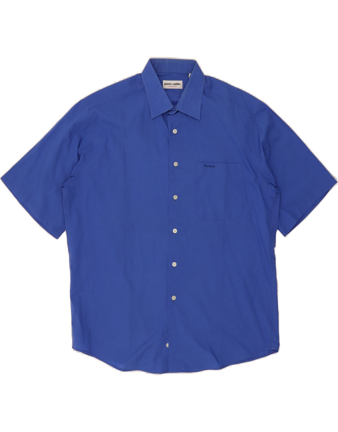 PIERRE CARDIN Mens Short Sleeve Shirt Size 42 Large Blue Polyester Vintage Pierre Cardin and Second-Hand Pierre Cardin from Messina Hembry 