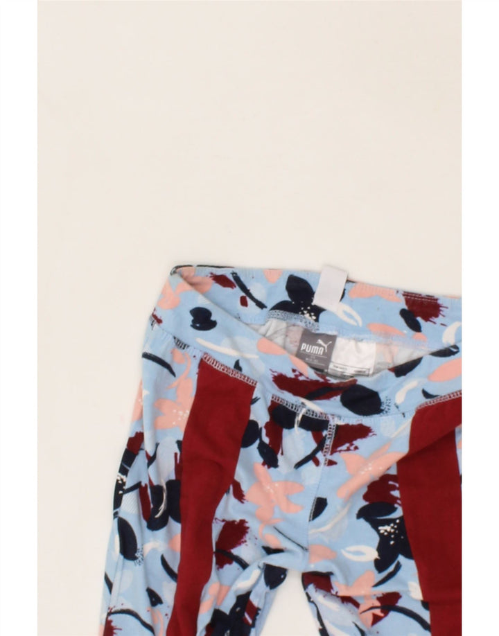 PUMA Womens Leggings  US 8/10 Medium Blue Floral Cotton Vintage Puma and Second-Hand Puma from Messina Hembry 