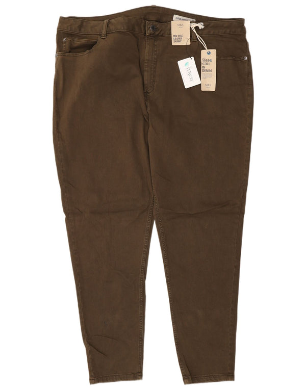 Marks & Spencer Dame Mid Rise Super Skinny Jeans UK 22 3XL W42 L28 Brun