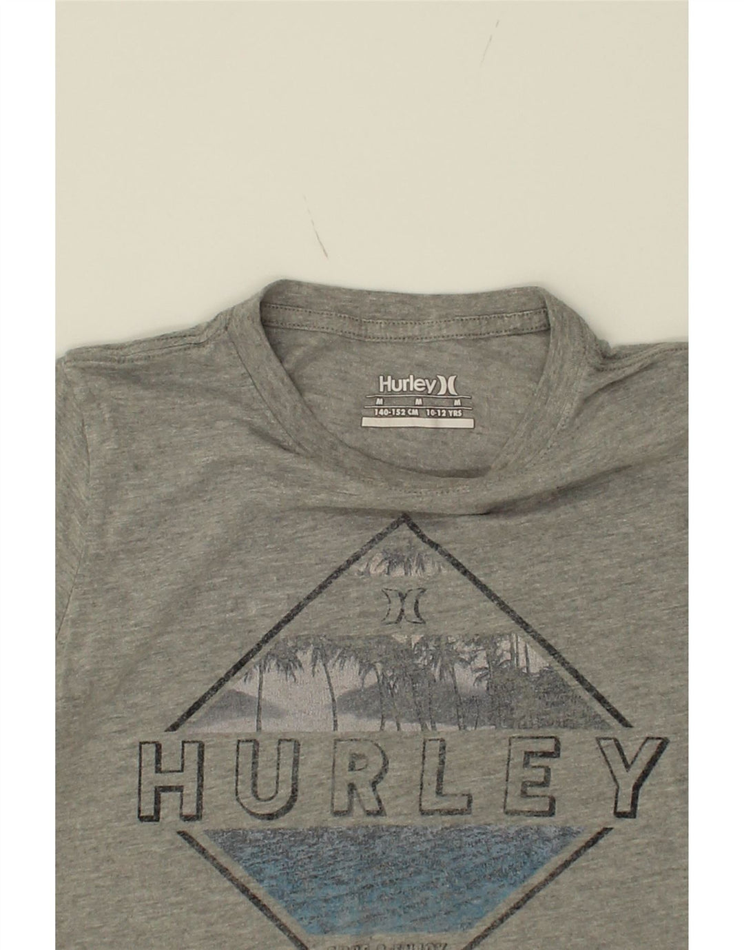 HURLEY Boys Graphic T-Shirt Top 10-11 Years Grey Vintage Hurley and Second-Hand Hurley from Messina Hembry 