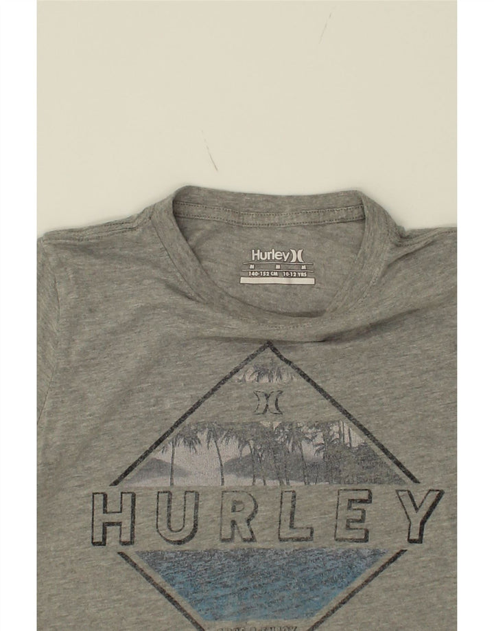 HURLEY Boys Graphic T-Shirt Top 10-11 Years Grey Vintage Hurley and Second-Hand Hurley from Messina Hembry 