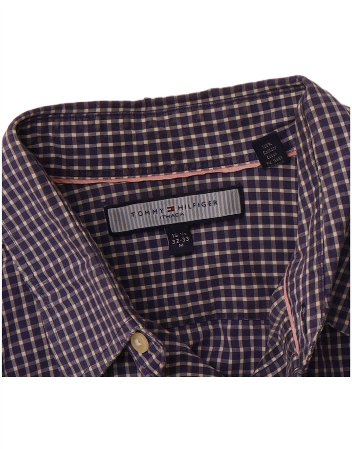 TOMMY HILFIGER Chemise à carreaux pour hommes Taille 15 1/2 Coton bleu marine moyen