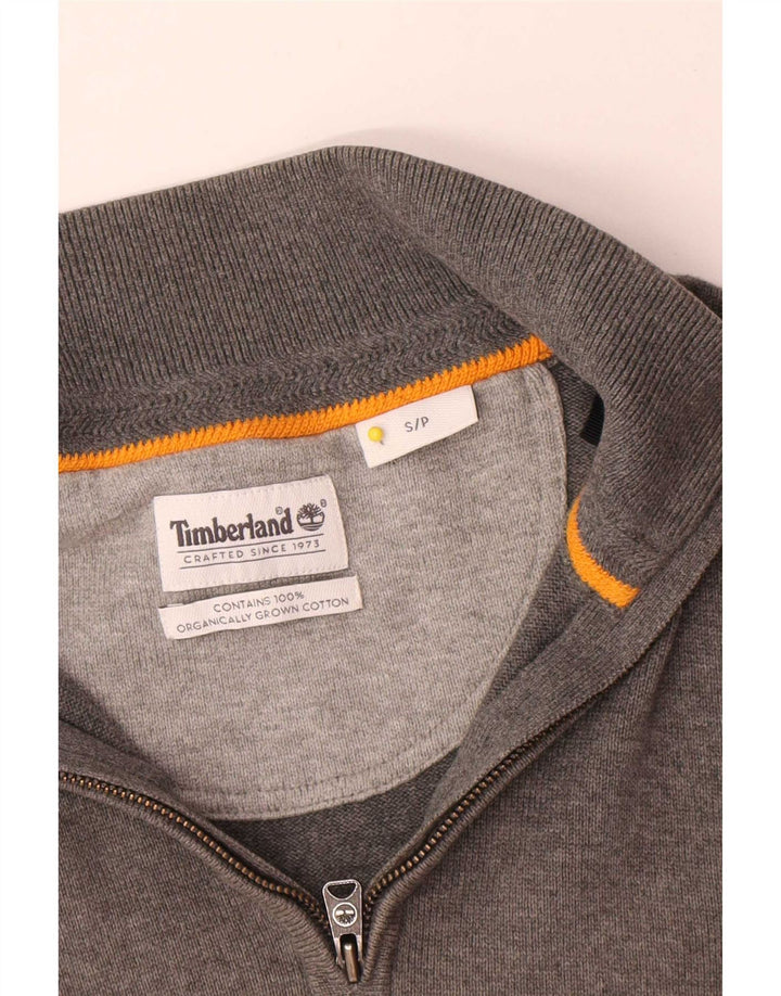 Timberland Mens Zip Neck Jumper Sweater Small Grey Cotton