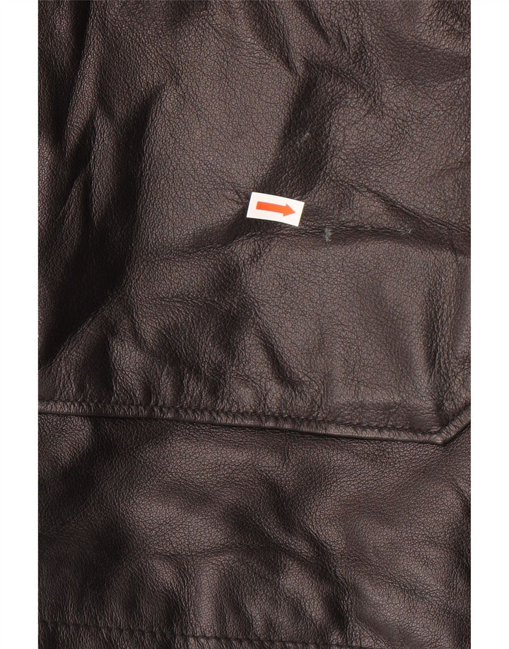 VINTAGE Mens Leather Coat UK 40 Large Black Leather