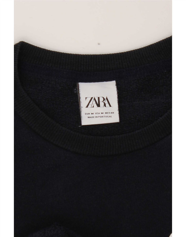 Zara Herre grafisk sweatshirt Jumper Medium Marineblå