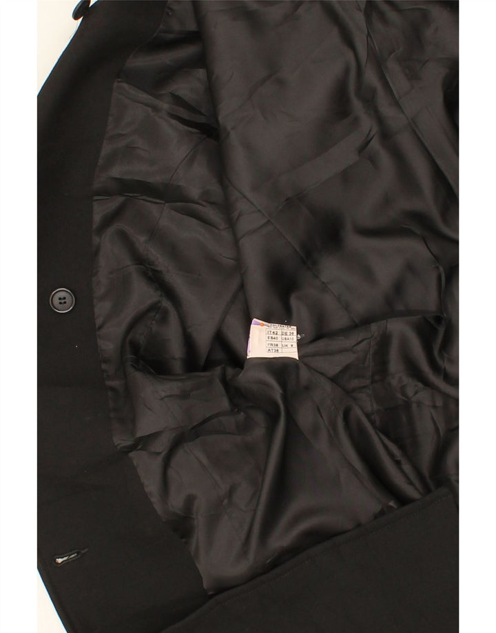 VINTAGE Womens Double Breasted Coat UK 8 Small Black Viscose Vintage Vintage and Second-Hand Vintage from Messina Hembry 