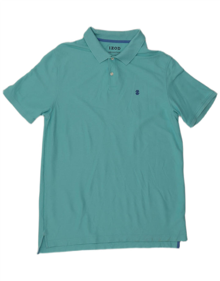 IZOD Mens Polo Shirt Large Turquoise Cotton