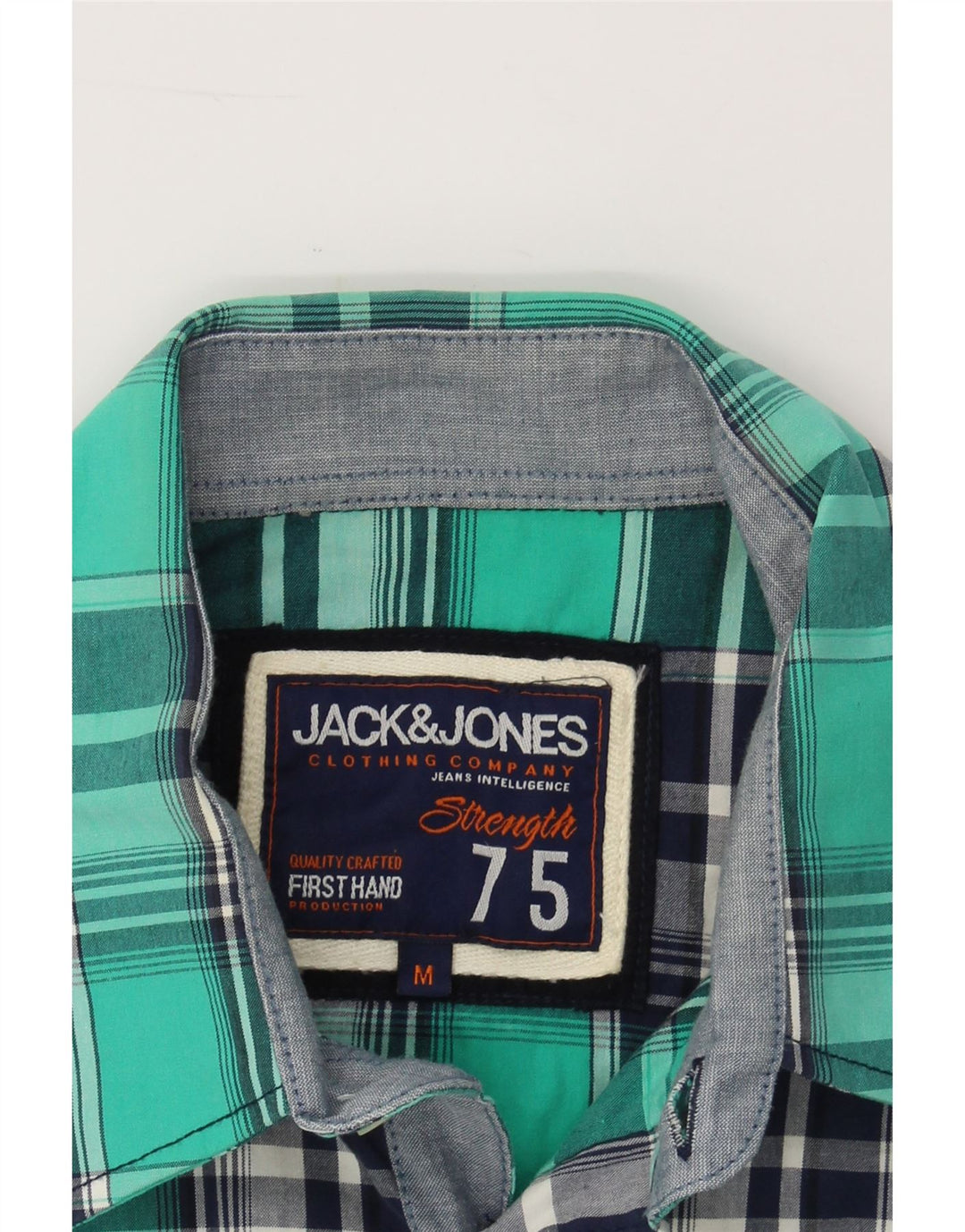 JACK & JONES Mens Short Sleeve Shirt Medium Green Check Cotton Vintage Jack & Jones and Second-Hand Jack & Jones from Messina Hembry 