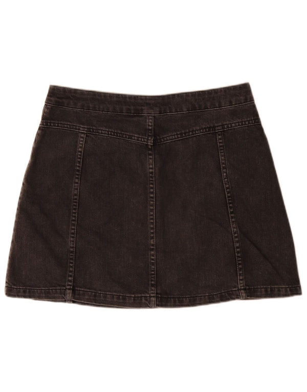 Moto Γυναικεία Μίνι Τζιν Φούστα UK 12 Medium W30 Μαύρη Βαμβακερή