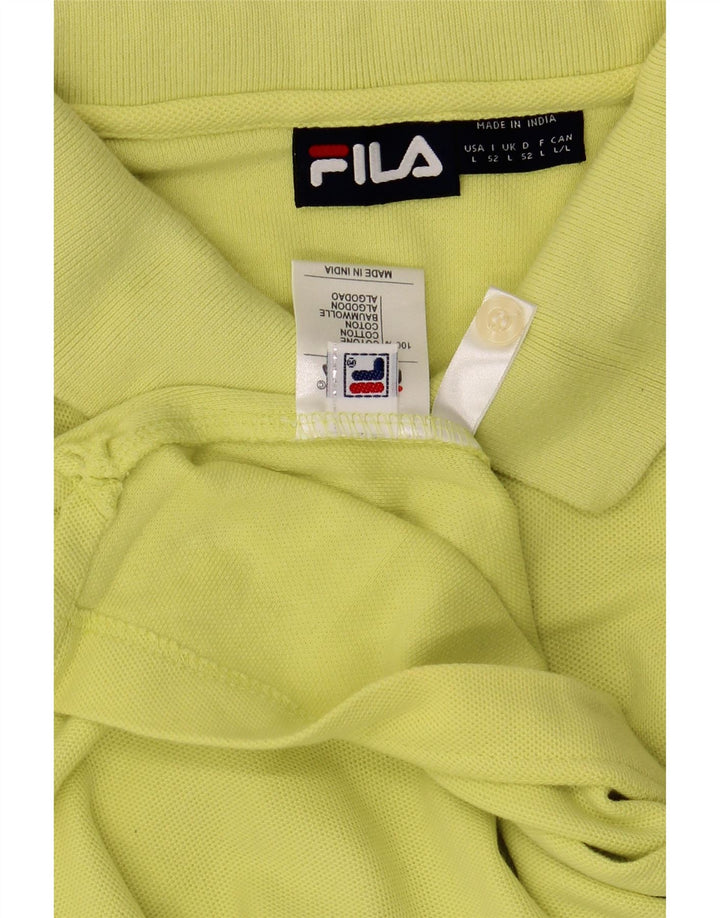Fila Mens Polo Shirt Large Yellow Cotton