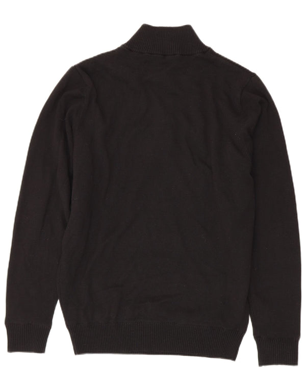 Calvin Klein Mens Zip Neck Jumper Sweater Small Black Cotton