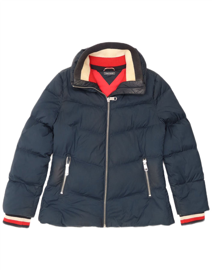Tommy Hilfiger Womens Padded Jacket UK 12 Medium Navy Blue Polyester