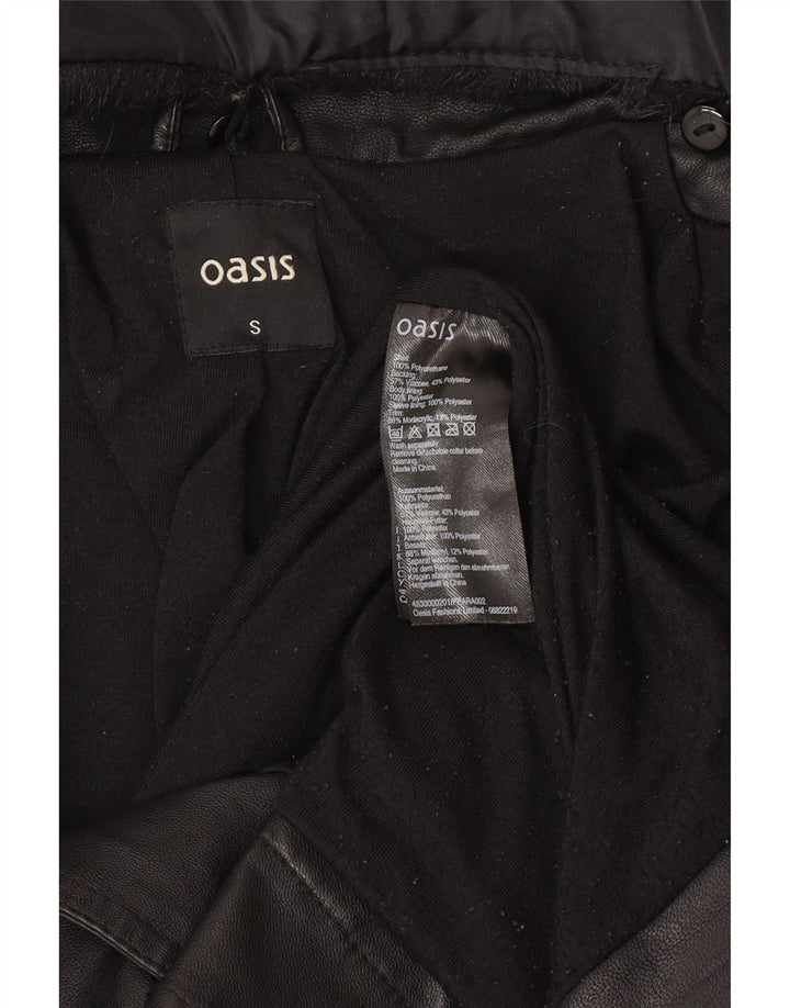 Oasis Herre Biker-jakke i imiteret læder UK 36 Lille sort polyethylen