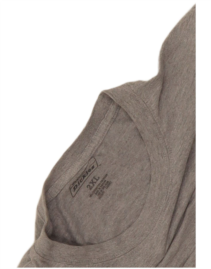 Dickies Mens Top Long Sleeve 2XL Grey Flecked Cotton