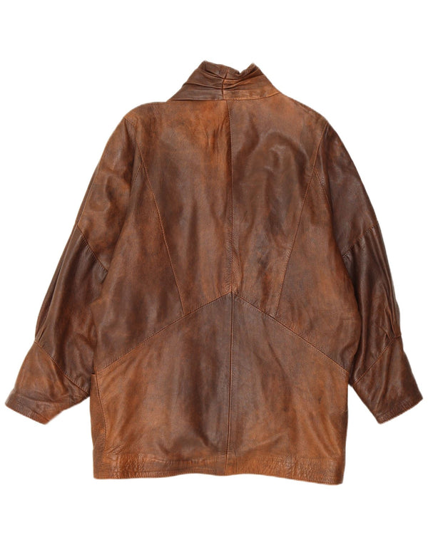 Vintage mujer chaqueta de cuero de gran tamaño Reino Unido 10 cuero marrón pequeño