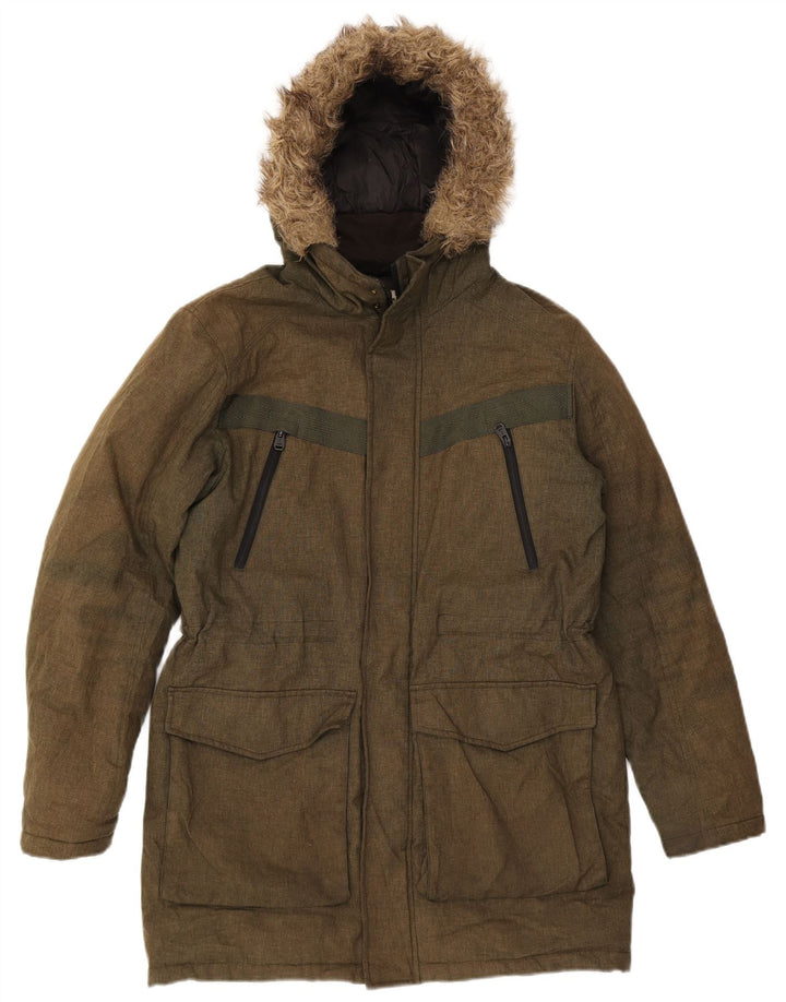 JACK & JONES Mens Hooded Padded Coat UK 38 Medium Khaki