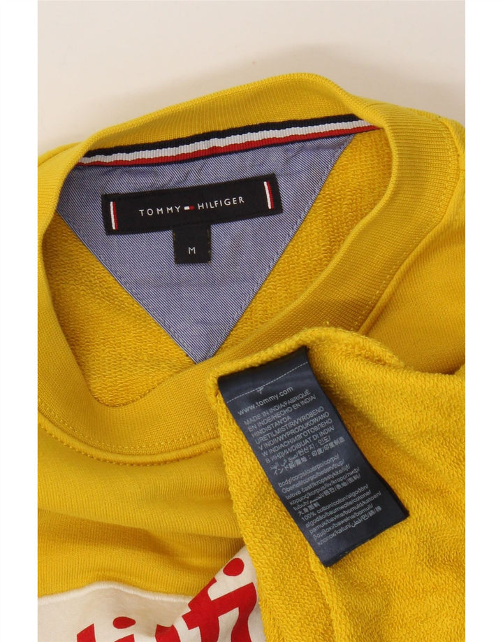 Tommy Hilfiger Mens Graphic Sweatshirt Jumper Medium Yellow Cotton