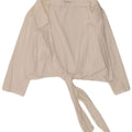Naracamicie Womens Crop Wrap Shirt Bluse UK 14 Medium White Cotton