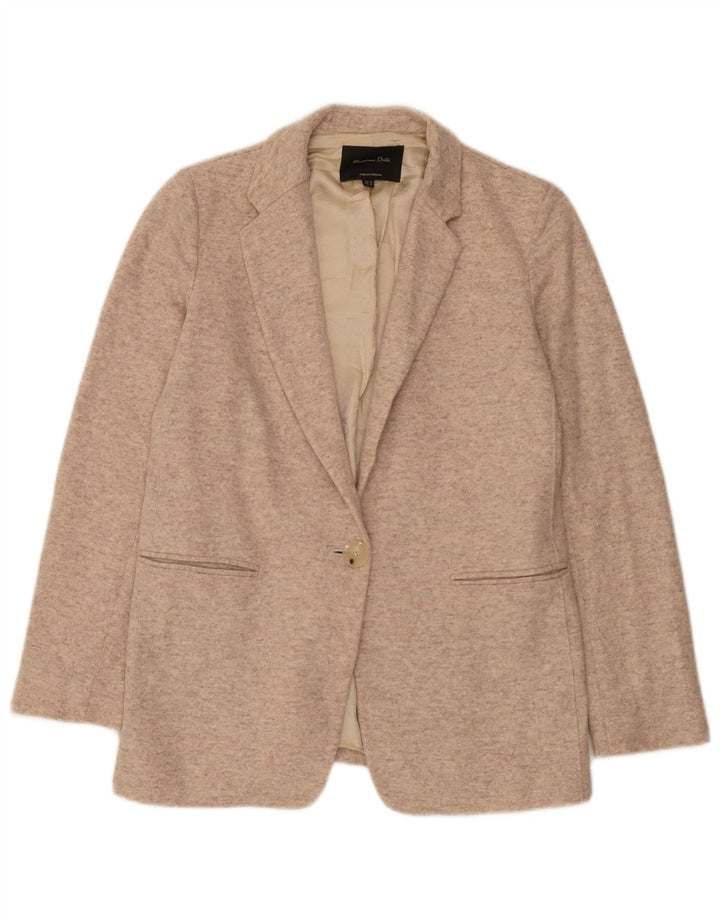 Massimo Dutti Damen-Strickblazer mit 1 Knopf, EU 38, klein, beige meliert
