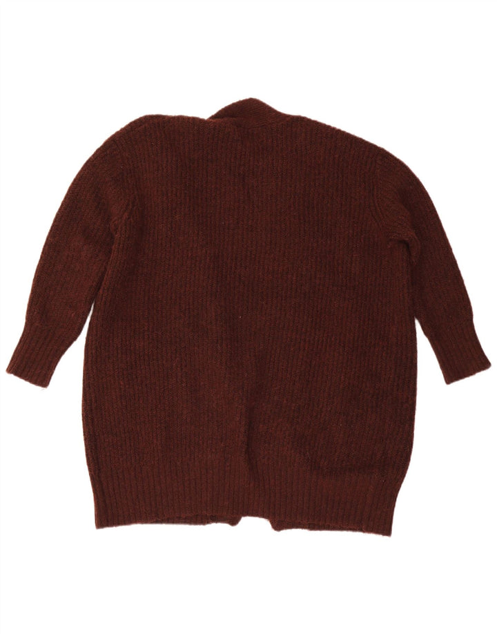 ZARA Womens Longline Oversized Open Cardigan Sweater UK 10 Small Brown