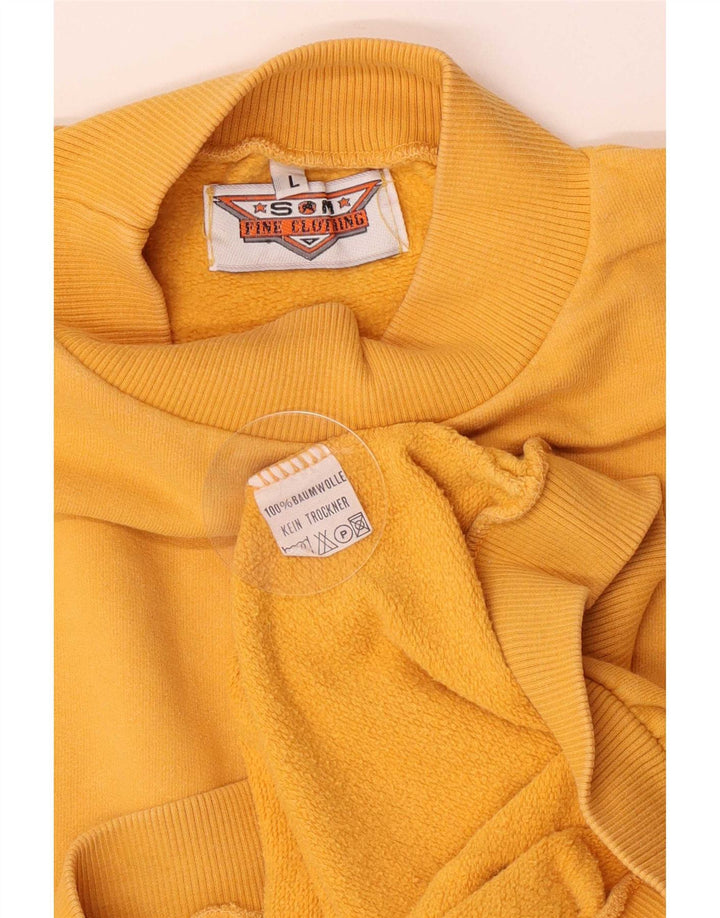 Felpa da uomo vintage maglione grande in cotone giallo
