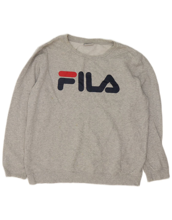 Fila Felpa grafica da uomo Maglione Cotone chiazzato grigio medio