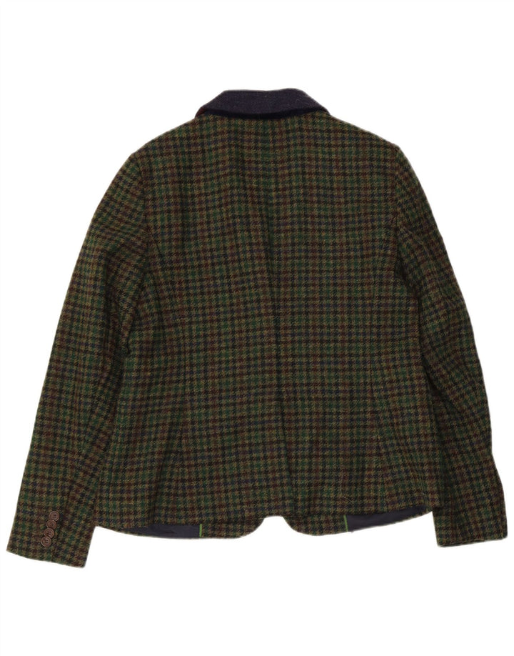Jaqueta blazer feminina Hobbs com 1 botão, Reino Unido 14, grande, verde, houndstooth, lã
