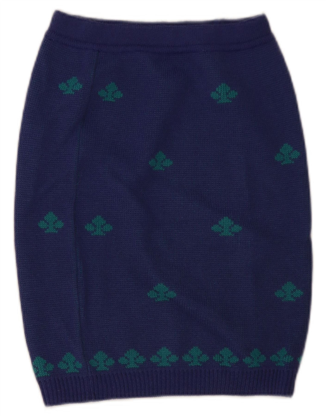 Stefanel Womens Knit Pencil Skirt W28 Medium Blue Geometric Wool