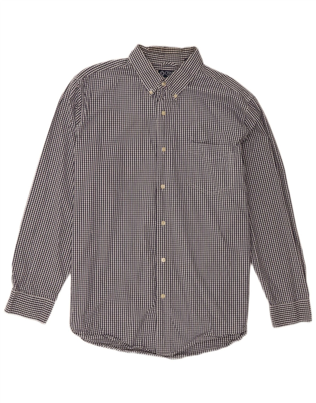 Chaps Mens Shirt XL Navy Blue Gingham Cotton
