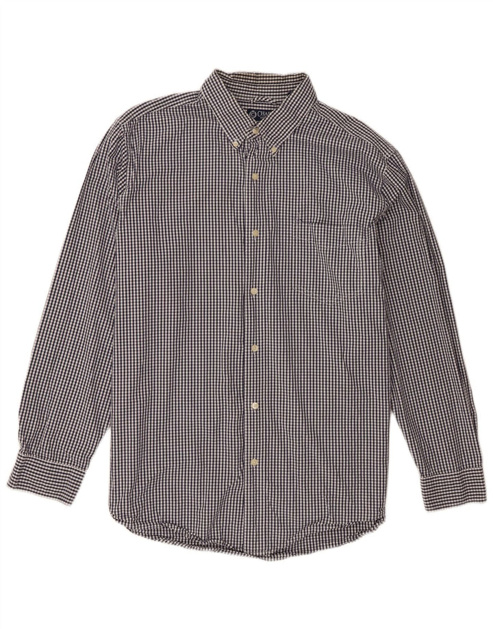 Chaps Mens Shirt XL Navy Blue Gingham Cotton