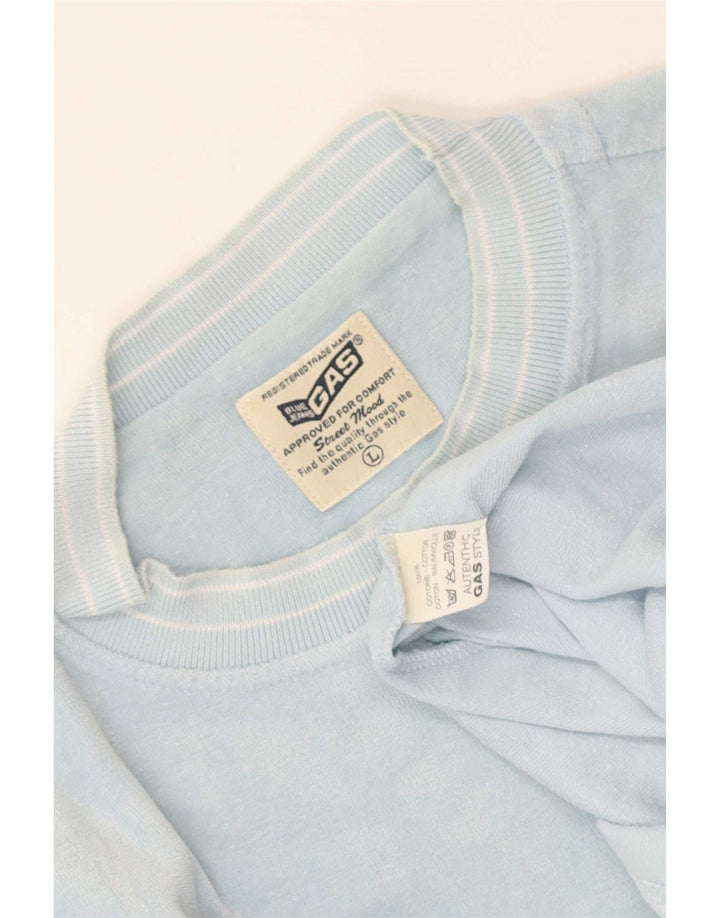 Gas Mens T-Shirt Top Large Blue Cotton