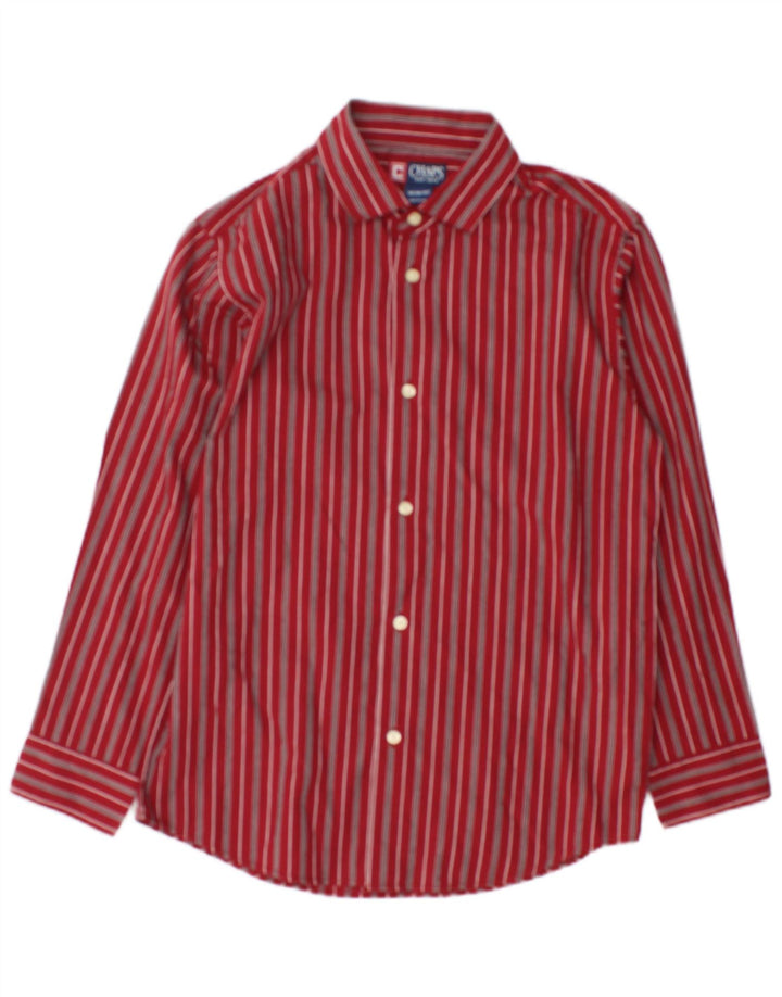 Chaps Boys Shirt 10-11 Years Medium Burgundy Striped Cotton