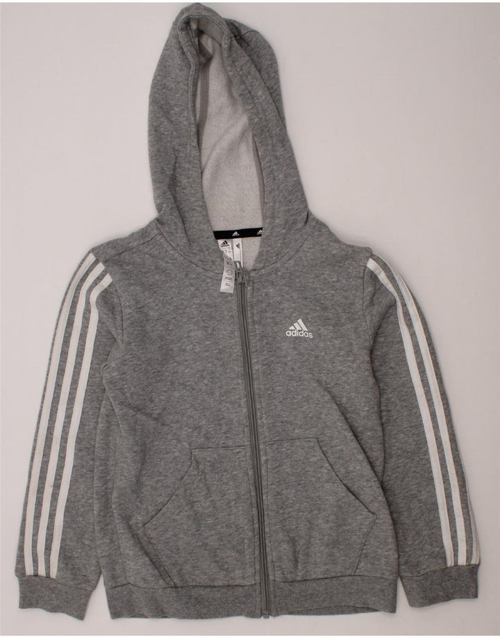 ADIDAS Boys Zip Hoodie Sweater 7-8 Years Grey Cotton Vintage Adidas and Second-Hand Adidas from Messina Hembry 