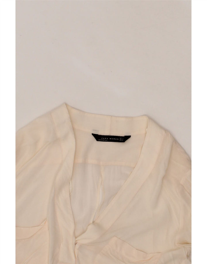 ZARA Womens Long Sleeve Blouse Top UK 10 Small Beige Vintage Zara and Second-Hand Zara from Messina Hembry 
