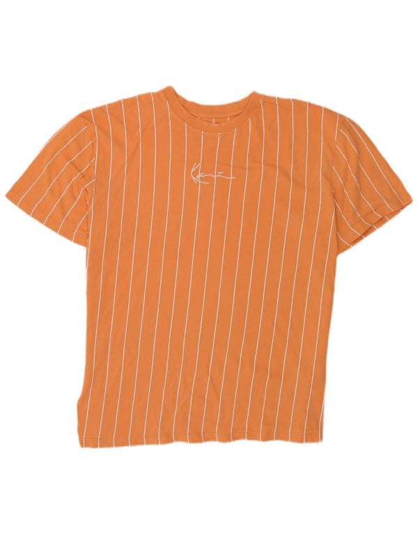 Karl Kani Herre grafisk T-shirt Top Stor orange stribet bomuld