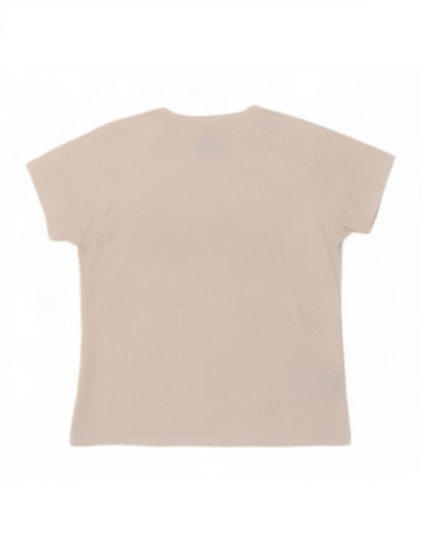 Jack Wolfskin Damen Grafik-T-Shirt Top UK 16 Large Weiße Baumwolle