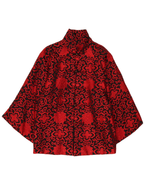 Vintage Dame 3/4 ærmet Kimono Jacket UK 16 Large Red Paisley