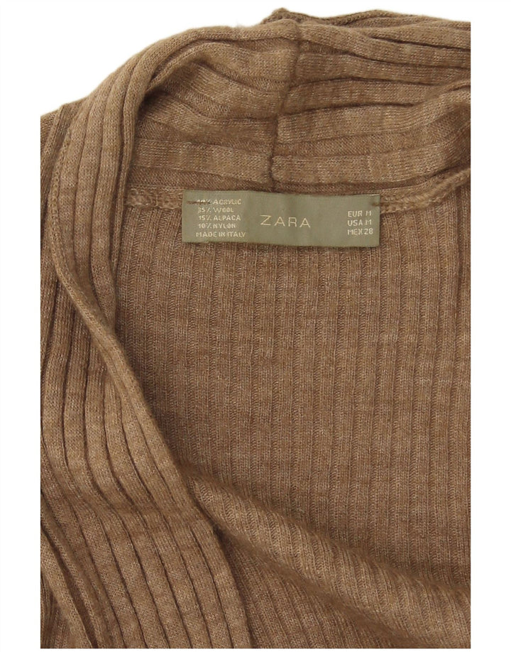 Zara Womens Asymmetric Open Cardigan Sweater UK 12 Medium Beige