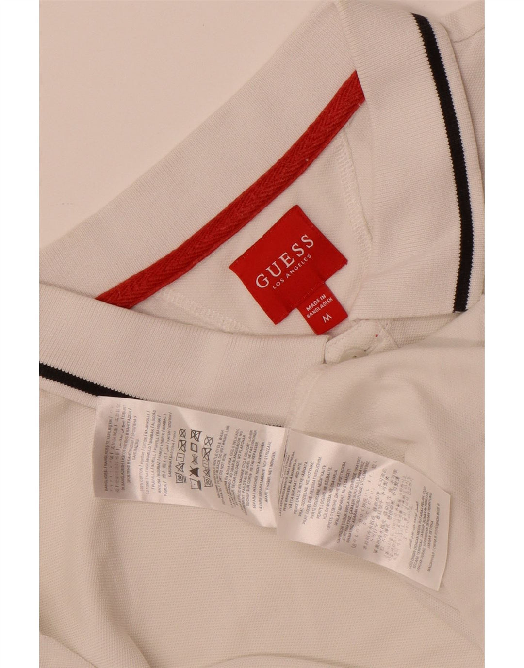 Guess Mens Polo Shirt Medium White Cotton