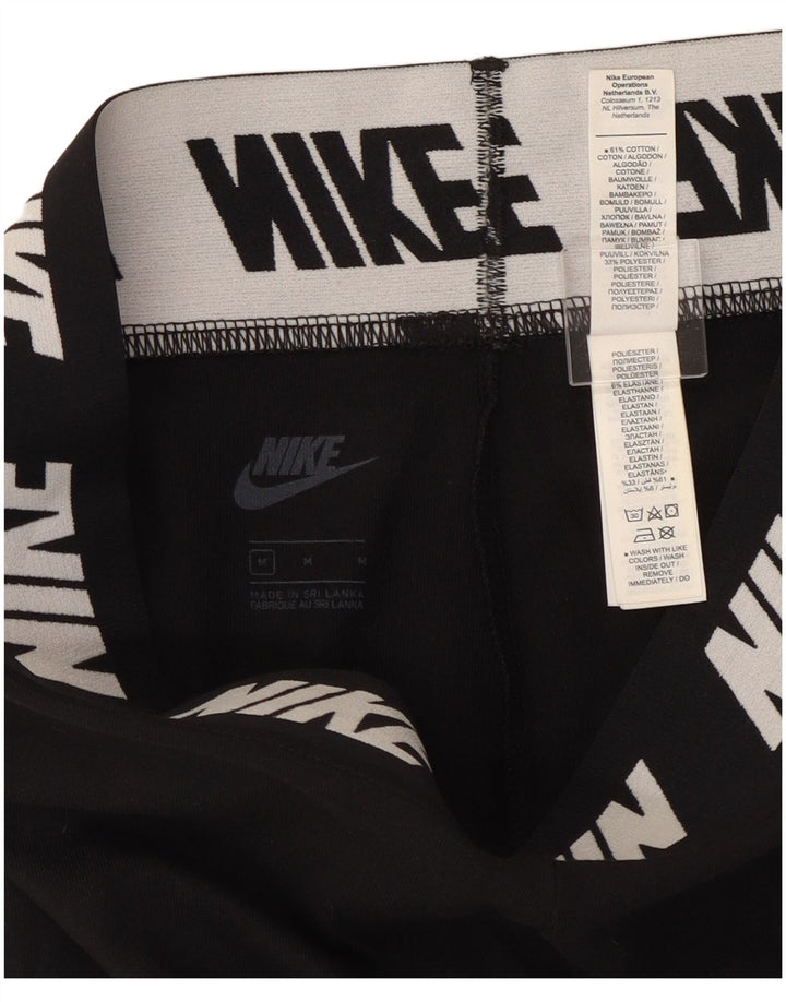 Nike Womens Graphic Leggings UK 12 Medium Black Cotton